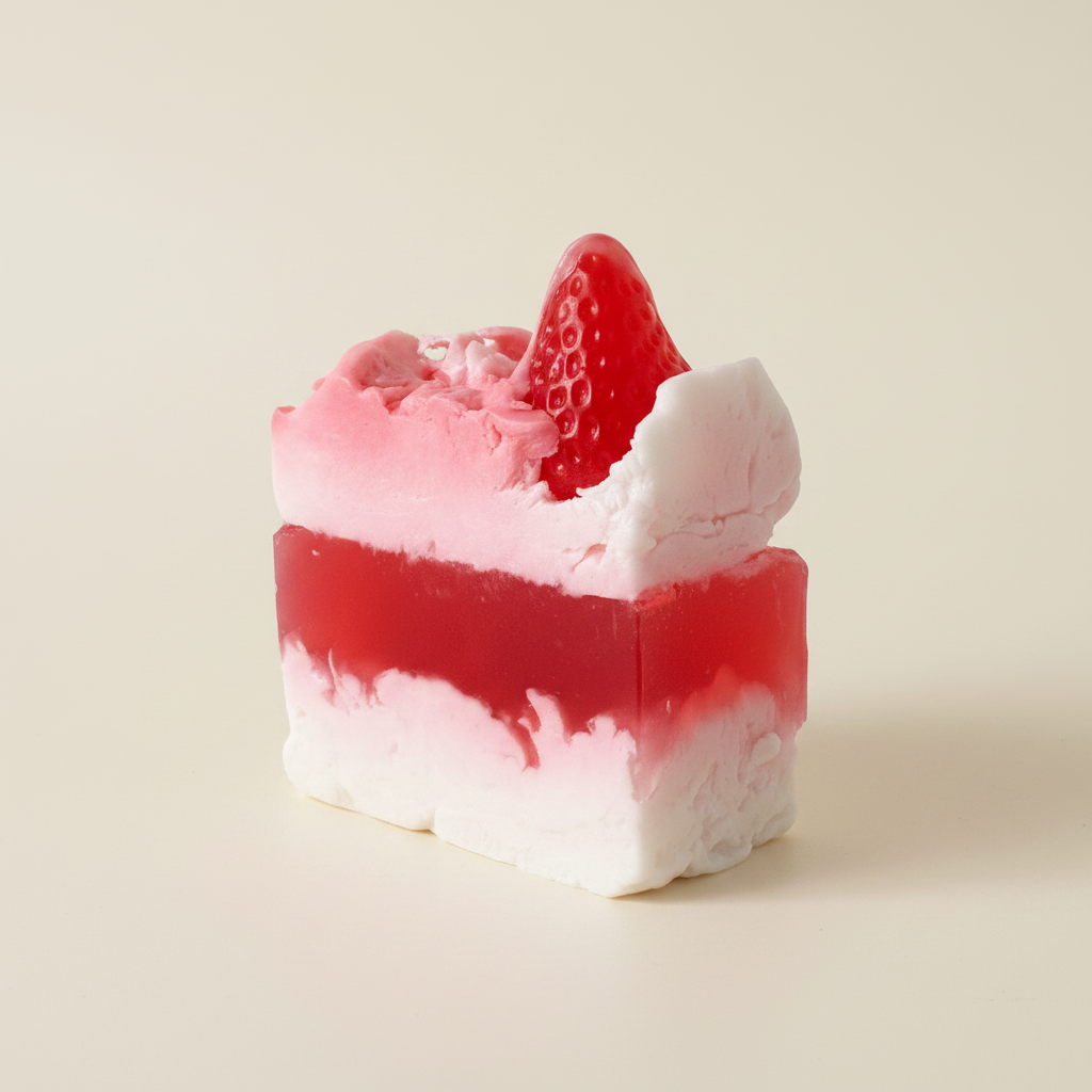 Strawberry Cake Soap - Front Side Off White