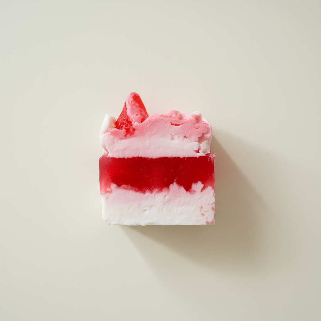 Strawberry Cake Soap - Top View Off White